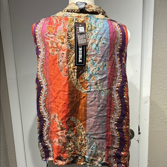 Elegant reversible vest with paisley pattern by ANU - Picture 6 of 16